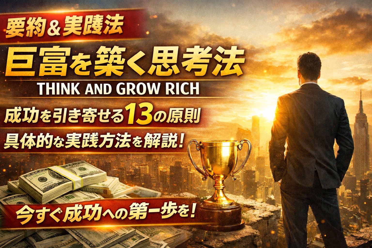 【要約・実践法】『巨富を築く思考法 THINK AND GROW RICH』が教える成功哲学｜お金と成功を引き寄せる13の原則とは？