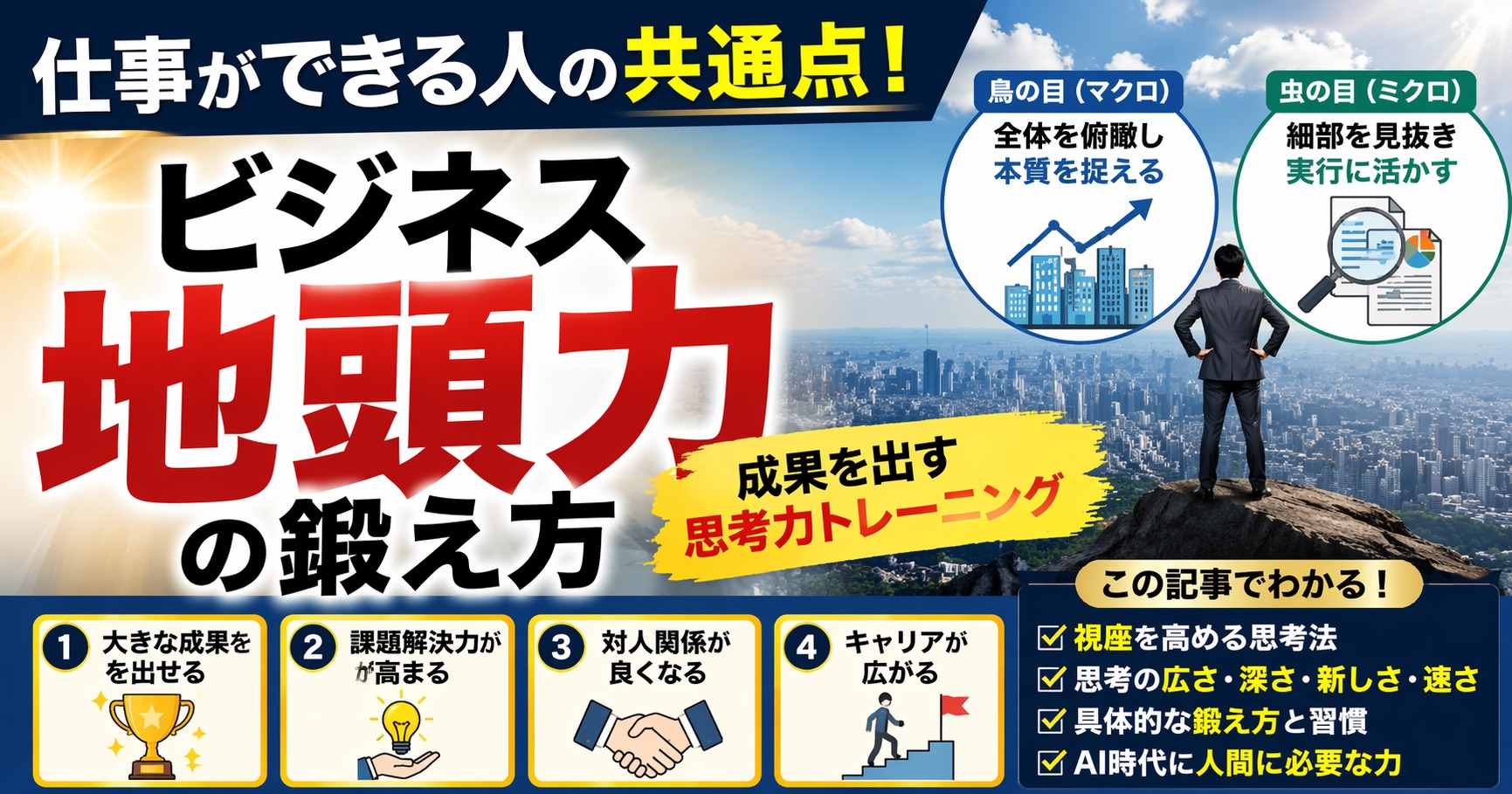 【保存版】ビジネス地頭力の鍛え方｜視座・広さ・深さ・速さを高めて成果を出す思考術